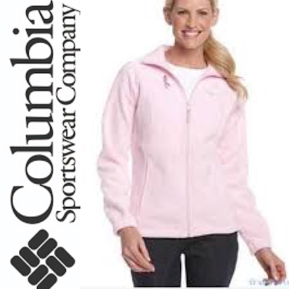 Columbia Fleece Zip Up Warm Lightweight Jacket Pink Breast Cancer Size Medium